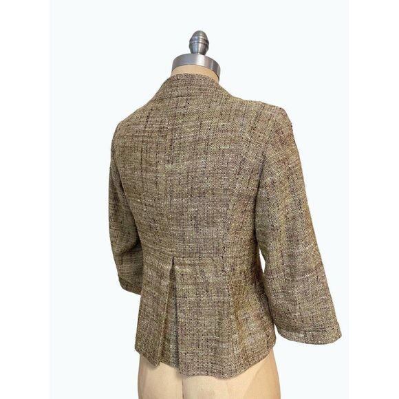 Rene Lezard Designer Brown Silk Linen Blend Blazer 34 US XS - Picture 3 of 5